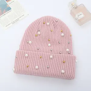 Wholesale Embroidery Beanie Cap Woman Warm Custom Logo Knitted Beany Men's Plain Slouchy For Man Winter Hat