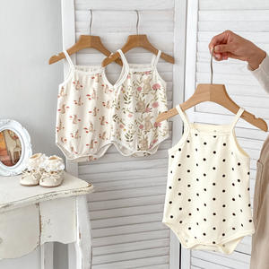 Nuevo Mono de Verano para Bebé Estilo Coreano, 100% Algodón Estampado, Dulce, Delgado, con <span class=keywords><strong>Tirantes</strong></span>, Ropa Informal para Gatear, Tejido de Lana para Recién Nacido - Product Image 1