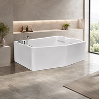 Bak Mandi Pijat Whirlpool Modern 47x67 inci untuk Pasangan dengan Rok Asimetris dan Sandaran Kepala Terangkat