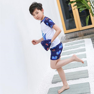 <span class=keywords><strong>Maillot</strong></span> <span class=keywords><strong>de</strong></span> <span class=keywords><strong>bain</strong></span> 3 pièces OEM bon marché pour bébés garçons manches courtes dinosaure Rashguard pantalon à carreaux manches courtes dinosaure bébé - Product Image 6