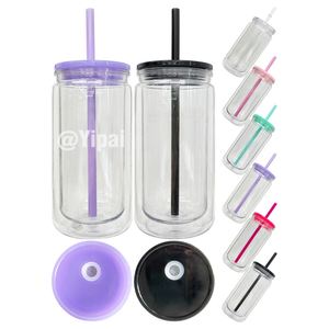 12oz Inner 16oz Outer Double Wall Vacuum Clear Snow Globe Plastic Travel Mug Thermal Insulation Pre-drilled Hole Silicone Plug - Product Image 4