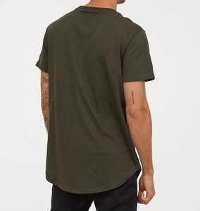 <b>Men's</b> High Quality 100% Cotton Polyester Long Length <b>T</b>-<b>Shirt</b> Custom Logo Print Solid Pattern <b>Curved</b> <b>Hem</b> Long Line Design Jersey - Product Image 2