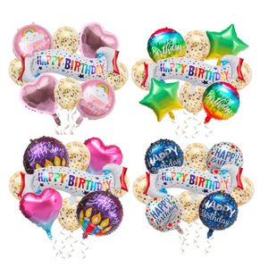 Set di 9 Palloncini <span class=keywords><strong>Buon</strong></span> Compleanno Palloncini in Foil Striscione Decorazione per Festa di Compleanno Sfondo - Product Image 1