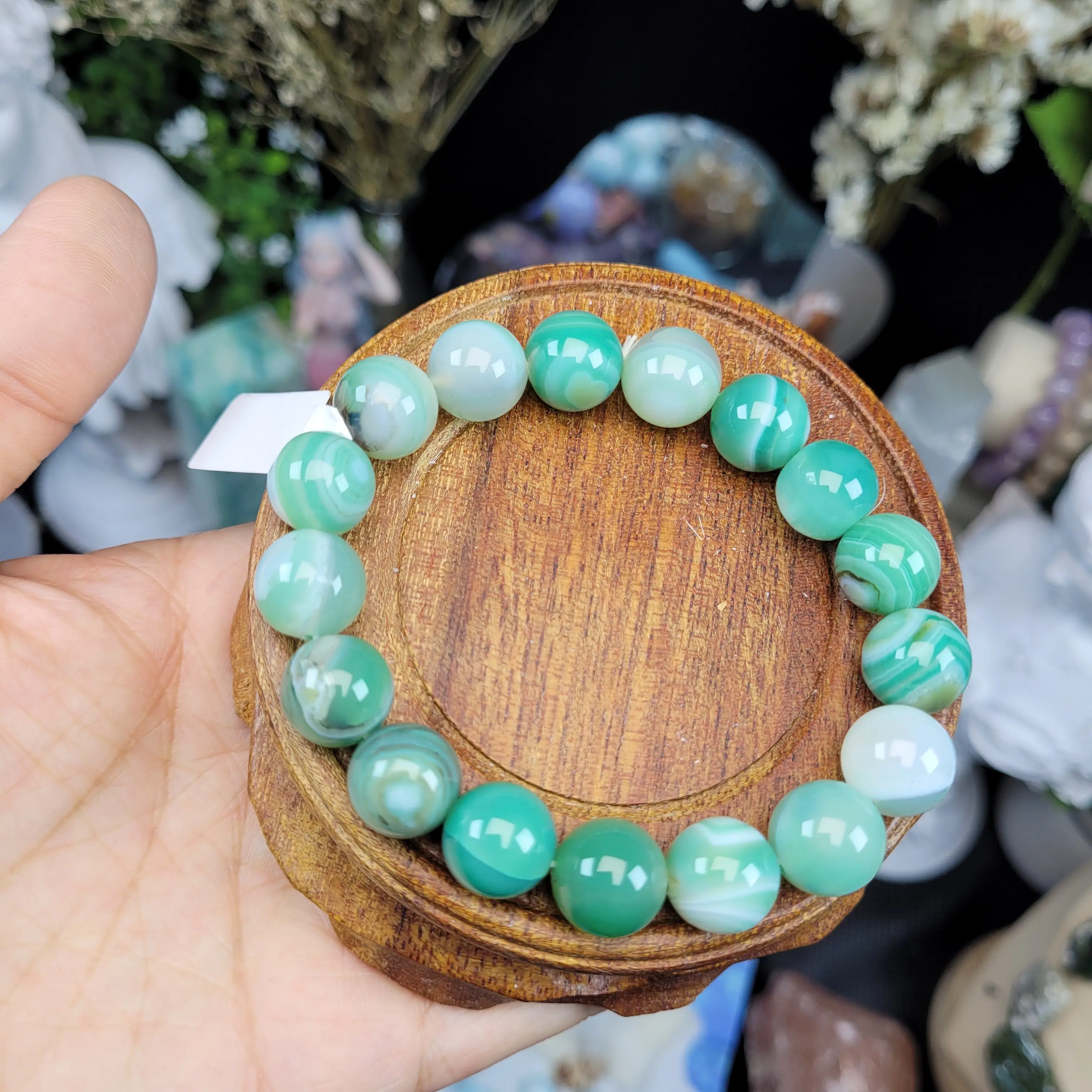 Bracelet de perles d'agate de ligne verte Agate de soie verte perles en vrac bijoux de pierres précieuses