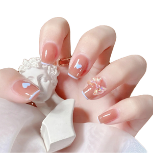 Nouveauté 2026 <span class=keywords><strong>Faux</strong></span> Ongles à Presser <span class=keywords><strong>de</strong></span> Luxe Faits Main, Design Papillon et Diamant, Formes Longues, Cercueil, Amande, Carrées, en ABS, 24 Pièces avec Colle à Ongles - Product Image 1