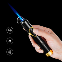 Briquet à cigares multifonctionnel amélioré, à flamme unique, en métal, avec logo personnalisé, coupe-cigares coupe-vent, accessoires pour cigares