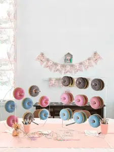 Suporte de parede acrílico para donuts, decoração transparente para festas de aniversário