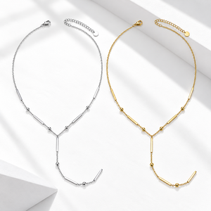 Collier en acier inoxydable avec pendentif en forme de Y, acier inoxydable, 44 + 5 cm, 5,6 g - Product Image 1