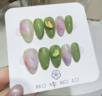 Uñas Acrílicas Pre-Diseñadas al por Mayor, Cobertura Total, Pegamento, Personalización con Logotipo OEM, Opciones de Múltiples Diseños, Diseño Cuadrado, 10 Piezas/Paquete