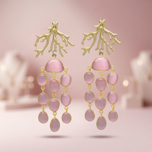 Silver Handmade Chandelier Earrings Amethyst Gemstone Ethnic Fashion Wedding Party Dangle Trendy Earrings Jaipur Gems <b>Jewelry</b> - Product Image 3