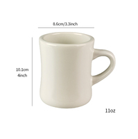 Tasse à thé en grès de 11 oz, blanche, à double paroi, personnalisable avec logo imprimé, pour café, vente en gros
