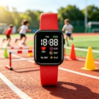 Jam Tangan Digital LED Mewah Logo Kustom untuk Anak, Bentuk Persegi, Jam Tangan Elektronik Fashion dengan Tali Plastik untuk Pelajar