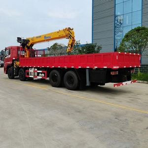 Camion à plateau plat Dongfeng 8X4 de 14 tonnes avec grue télescopique pour la manutention de matériaux de construction - Product Image 5
