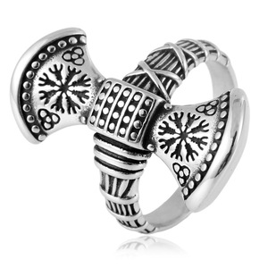 Yunnique – bague en acier inoxydable en forme de flocon de neige Viking pour hommes, bijoux de Style Punk géométrique, cadeau de couleur argent - Product Image 1