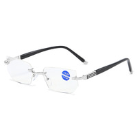 Haute qualité mode unisexe carré presbytie métal sans monture anti lumière bleue lunettes de lecture pour femmes hommes