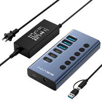 HB06Pro 7-in-1 Type C Hub 10Gbps USB3.2 Gen2 3USB-A+3USB-C 6 Sakelar 48W Stasiun Docking Bertenaga Tersedia di Stok
