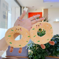 Jouet en peluche mignon et doux en forme de beignet, hamburger et pain 3D, porte-clés de sac, pendentif de voiture, cadeau, vente en gros