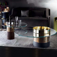 Ensemble de meubles de salon modernes 1024-1 pour usage domestique avec table basse et tables d'appoint en métal, verre trempé, certifié ISO9001