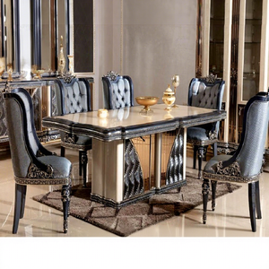 Juego de muebles de comedor de 6 plazas de diseño magnífico Juego de comedor de estilo barroco de lujo de muebles de comedor de 6 plazas de diseño magnífico - Product Image 1