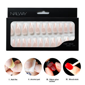 Uñas Postizas Extra Largas Estilo Bailarina Francesa, Uñas Acrílicas ABS Naturales Pre-encoladas, Uñas Artificiales de Ataúd Francés para Presionar, Venta al por Mayor - Product Image 5