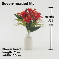 Bouquet de lys artificiels en soie à sept têtes, fait main, multicolore, pour mariage, photographie en extérieur, décoration de table à domicile - Vente en gros usine