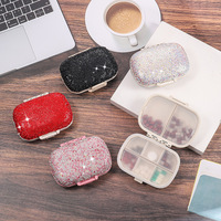 Boîte à pilules portable 6 compartiments, mini organisateur de médicaments, étui quotidien pour vitamines pour fille, boîte de rangement de suppléments de poche, boîte à bijoux, porte-clés