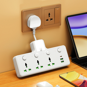 Extensor de Enchufe Eléctrico de Pared, Regleta de Enchufes Múltiples con Protección Contra Sobretensiones, 110-265V, con Interruptor y USB - Product Image 6