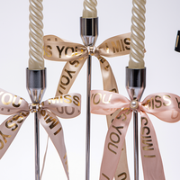 Vente en gros de nœuds en ruban de satin pré-faits personnalisés avec attache torsadée, nœuds cadeaux pré-noués pour bougies décoratives, décoration de la Saint-Valentin