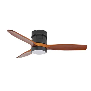 Hot Sale Modern 52" 3 High End Solid Wooden Wood Blades Remote control Function Ceiling Fan Light