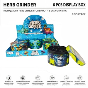 63mm Classic Customized Color Printing Four Layer Portable Cigarette <b>Grinder</b> Tobacco <b>Grinder</b> Accessories for Restaurant Use - Product Image 1