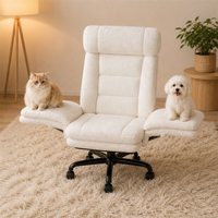USMILEPET Chaise Partagée en Polaire Sherpa pour Humain et Animal, Double Repose-Pieds Pivotant pour Salon Moderne et Mobilier de Maison