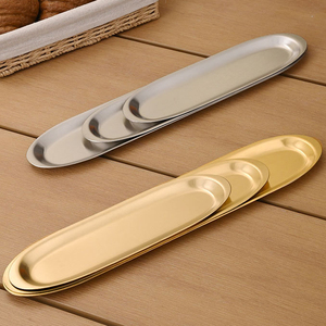 Plateau ovale durable en <span class=keywords><strong>acier</strong></span> inoxydable pour crevettes, boulettes de bœuf, sushis, barbecues, et snacks créatifs – Vaisselle de table pour fondue - Product Image 1