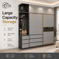 Armoire de chambre à coucher moderne sur mesure avec grands tiroirs de rangement, étagères ouvertes et fournisseur de meubles en gros OEM ODM