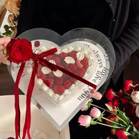Boîte à gâteau transparente créative en forme de cœur pour la fête des mères, la Saint-Valentin, la fête des femmes, boîte cadeau pour déclaration d'amour sans ruban ni autocollants