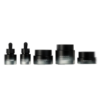 Emballage de luxe pour soins de la peau en verre givré vert noir, flacon compte-gouttes en verre pour sérum d'huile essentielle 30 ml