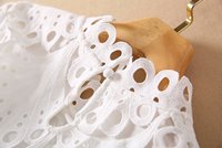 Chemisier en tissu à œillets pour femmes, demi-jupe à volants, ensemble deux pièces, robe blanche en dentelle