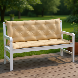 เบาะรองนั่งสำหรับสวนกลางแจ้ง โพลีเอสเตอร์สีเบจเมลานจ์ ขนาด 59.1 x 19.7 x 2.8 นิ้ว กันน้ำ แบบเย็บติดกัน ถอดซักได้ - Product Image 2