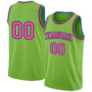Maillot de basket réversible personnalisé TriPro Sports, vert fluo rose, sublimation, nom et numéro de l'équipe, pour hommes, polyester/coton - Product Image 1