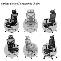Chaise de bureau ergonomique en maille grise SAI GU avec repose-pieds, dossier haut, appui-tête réglable, pivotante, chaise de jeu pour ordinateur