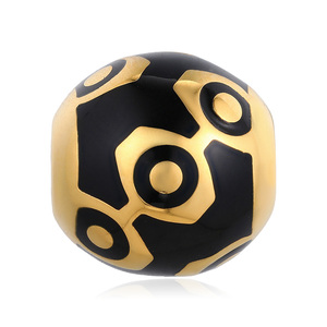 Cuentas de cielo de nueve ojos de diseño de lujo de gran tamaño, pulsera redonda de oro duro de oro puro de 24K, accesorios de joyería de oro de gama alta con cuentas - Product Image 1