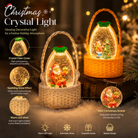 Lanterne décorative de Noël en cristal, lampe de nuit LED globe à neige, scène de Père Noël, décoration de table festive, panier cadeau portable