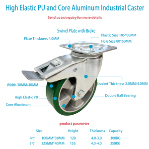 VIMA 5 Inch 125mm Swivel Brake PU Aluminum Double Ball Bearing Silent Operation 350kg Capacity Industrial <strong>Transport</strong> Trolley <strong>Cart</strong> - Product Image 2