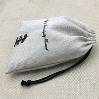 Sac à main en lin/Jute naturel avec Logo personnalisé imprimé, pochette d'emballage, avec cordon