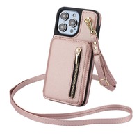 Sac de carte à fermeture éclair créatif pour IPhone16P pour Samsung S24 9YM7; Étui de téléphone portable Messenger Rope pour femmes célébrités