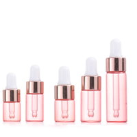 En stock, flacon compte-gouttes en verre rose or, 1 ml, 2 ml, 3 ml, 5 ml, flacon d'huile essentielle pour crème de soin de la peau, nettoyant visage, crème pour le visage
