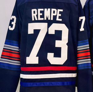 Versandbereites New York Matt Rempe Navy Alternatives beste Qualität genähtes Hockeytrikot - Product Image 1
