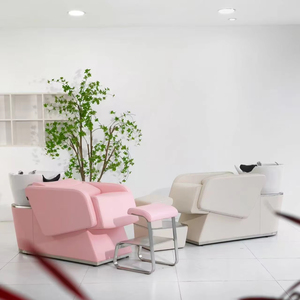 High-end Barber Shop Semi-reclining Modern Stainless Steel Massage Hair Washing <b>Bed</b> Flushable Basin Salon Use - Product Image 2