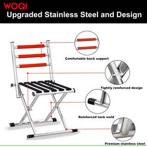 Chaise pliante de camping WOQI en aluminium, tissu Oxford rouge, siège portable d'extérieur pour jardin avec dossier - Product Image 5
