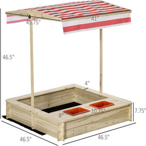 <span class=keywords><strong>Bac</strong></span> à <span class=keywords><strong>sable</strong></span> en <span class=keywords><strong>bois</strong></span> pour enfants, ensemble de jeu de <span class=keywords><strong>sable</strong></span> couvert pour enfants en plein air, abat-jour réglable - Product Image 4