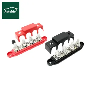 Automatic Marine Electric Busbar 4 Stud 3/8" M10 Post Battery Power Distribution Terminal Block 250AMP Bus Bar Copper With Cover